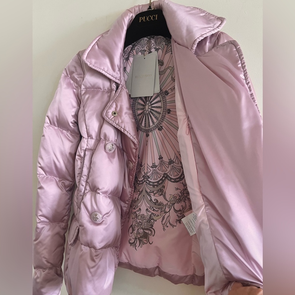 NWT Emilio Pucci Goose Down Jacket Size USA 4 Small Pink color